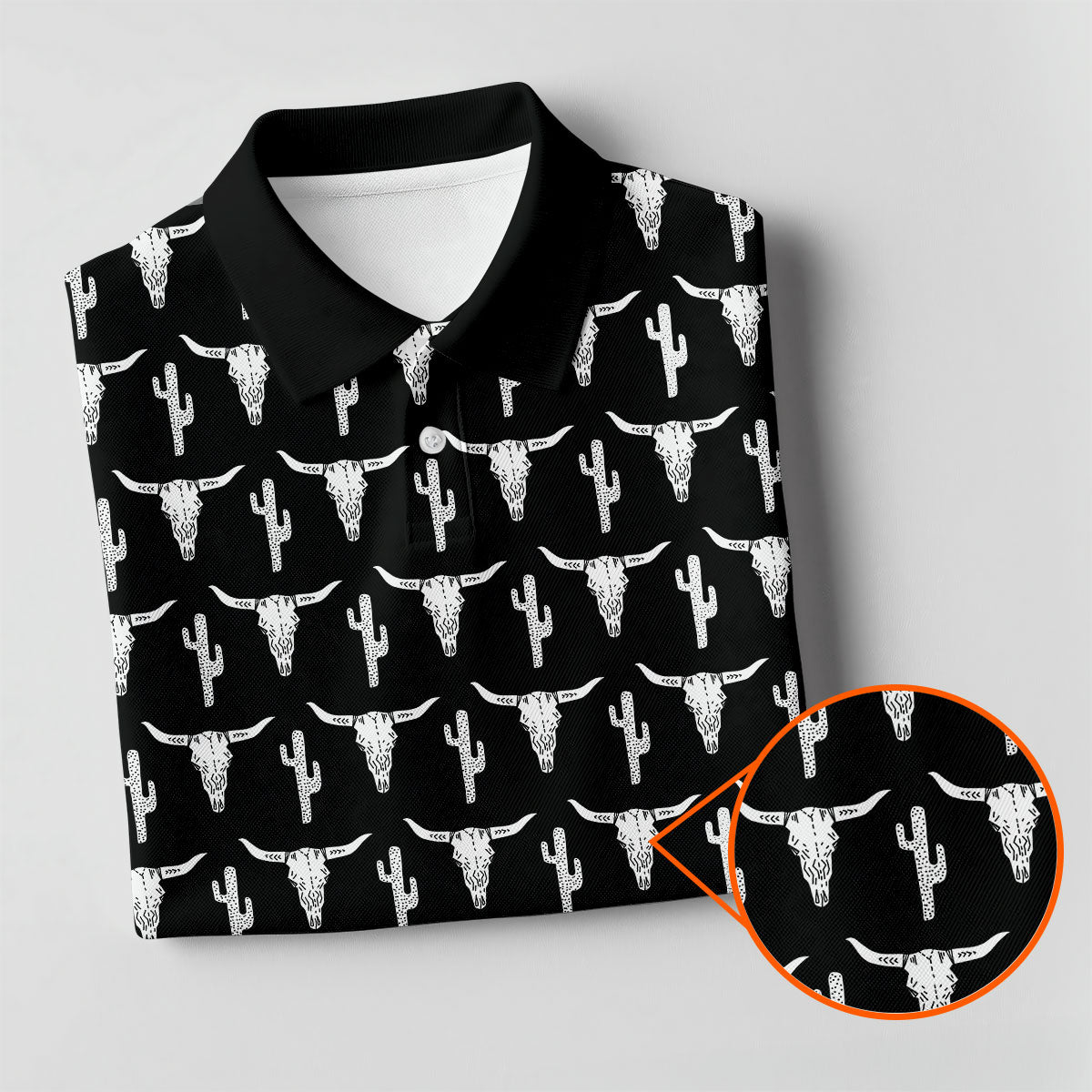 Longhorn Cow Skull Western Theme Black Women Golf Top, Ladies Golf Shirts, Golf Shirt For Women