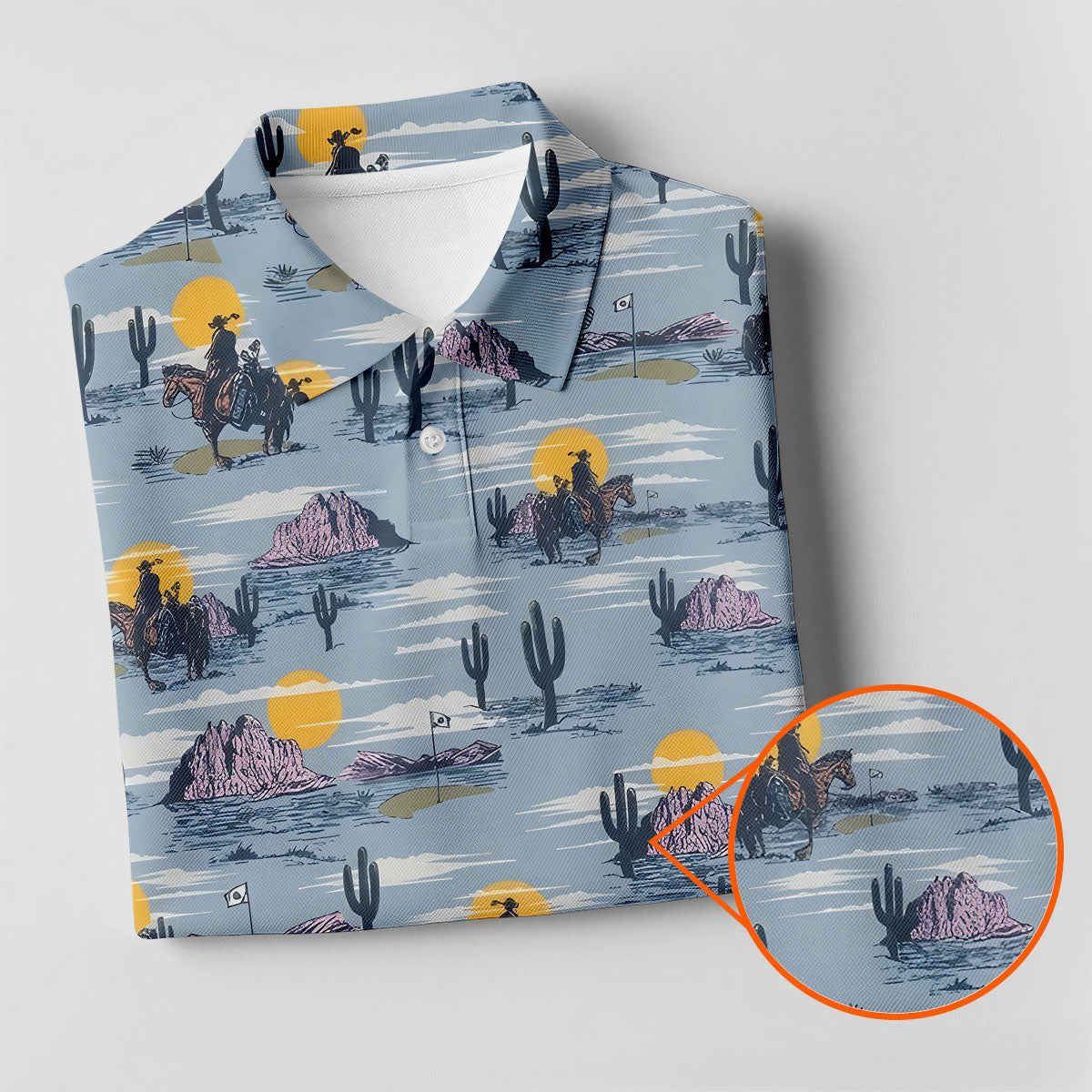 Cowboy Silhouette Desert Sunset Western Golf Shirt, Polo ShirtFor Men, Golf Shirts For Men