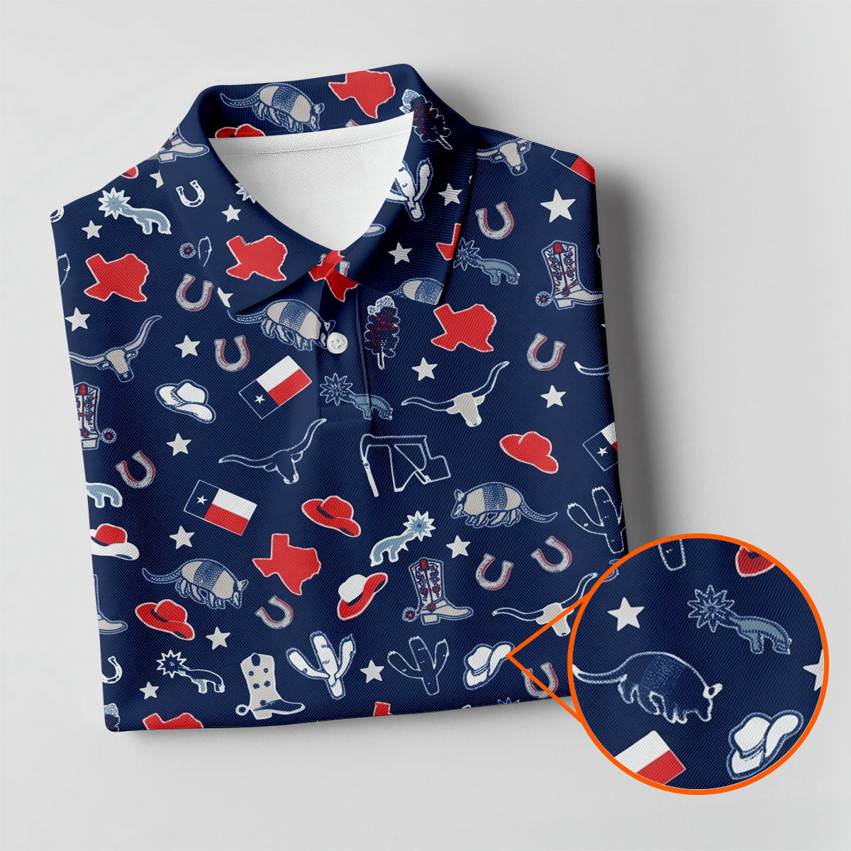 Navy Texas Western Pattern Golf Polo Shirt, Women's Golf Polo, Hawaiian Golf Shirt
