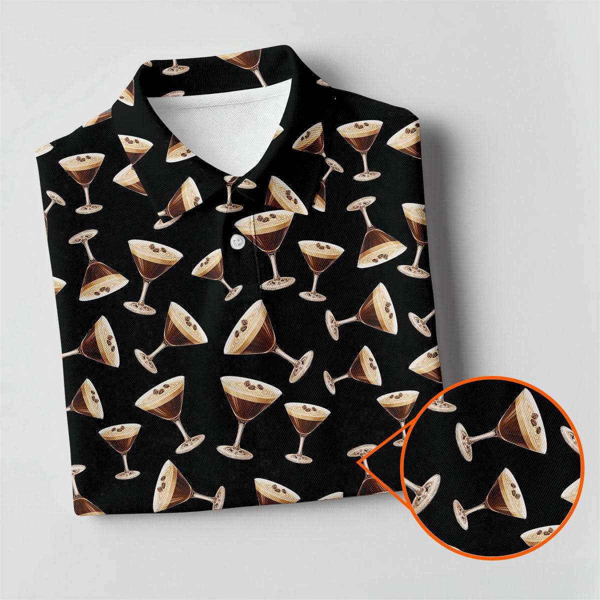 Espresso Martini Print Golf Shirt, Women's Golf Tops, Ladies Golf Shirts, Golf Shirt For Women