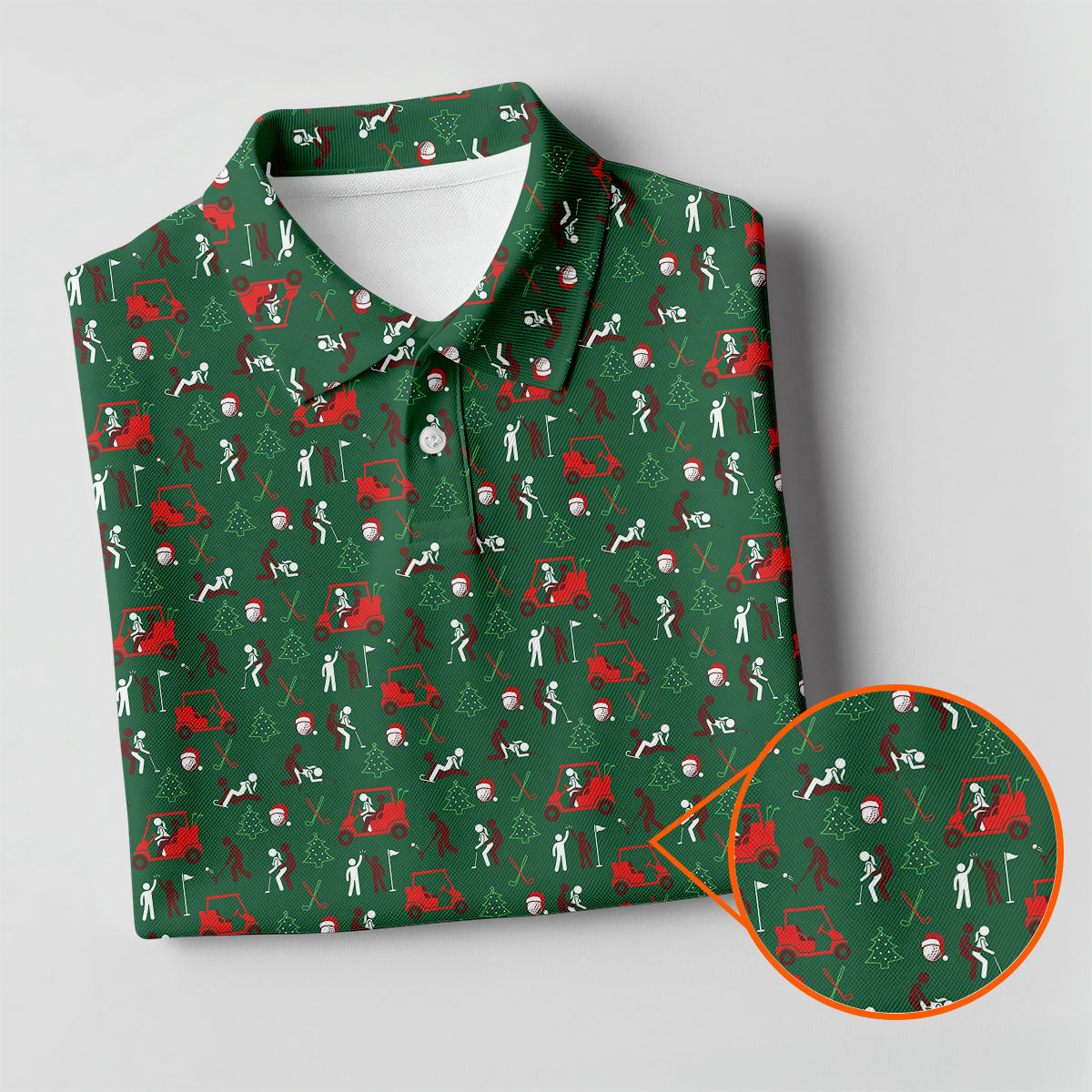 Christmas Golf Cart and Golfer Polo Shirt, Golf Polo Shirts For Men, Mens Golf Shirts
