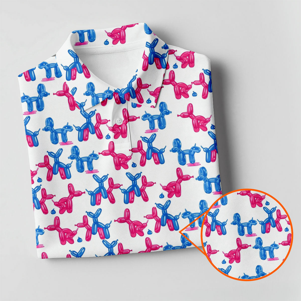 Funny Balloon Dog Pattern Golf Polo Shirt, Mens Golf Polo, Hawaiian Golf Shirt