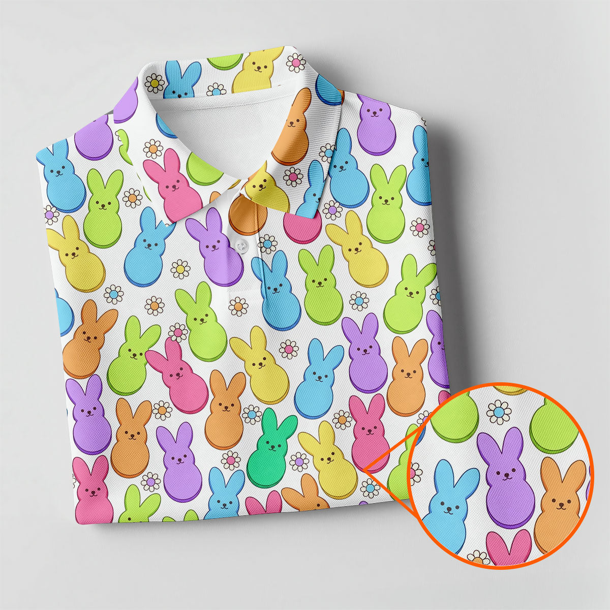 Pastel Easter Peeps Daisy Pattern Women Golf Top, Cute Golf Outfit, Ladies Golf Shirts