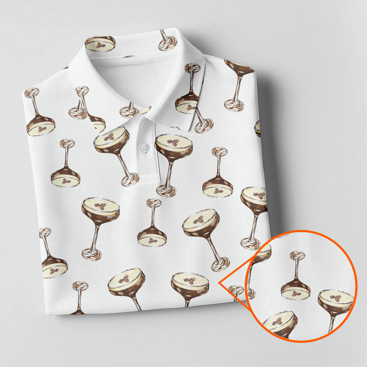 Expresso Martini Doodle Seamless Pattern Hawaiian Golf Shirt, Women's Golf Tops
