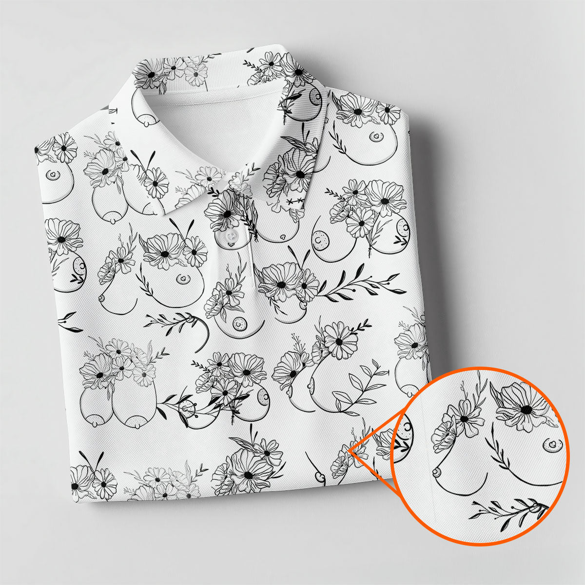 Floral Boobs Line Art Golf Polo Shirt, Men’s Golf Polo, Golf Tops For Men