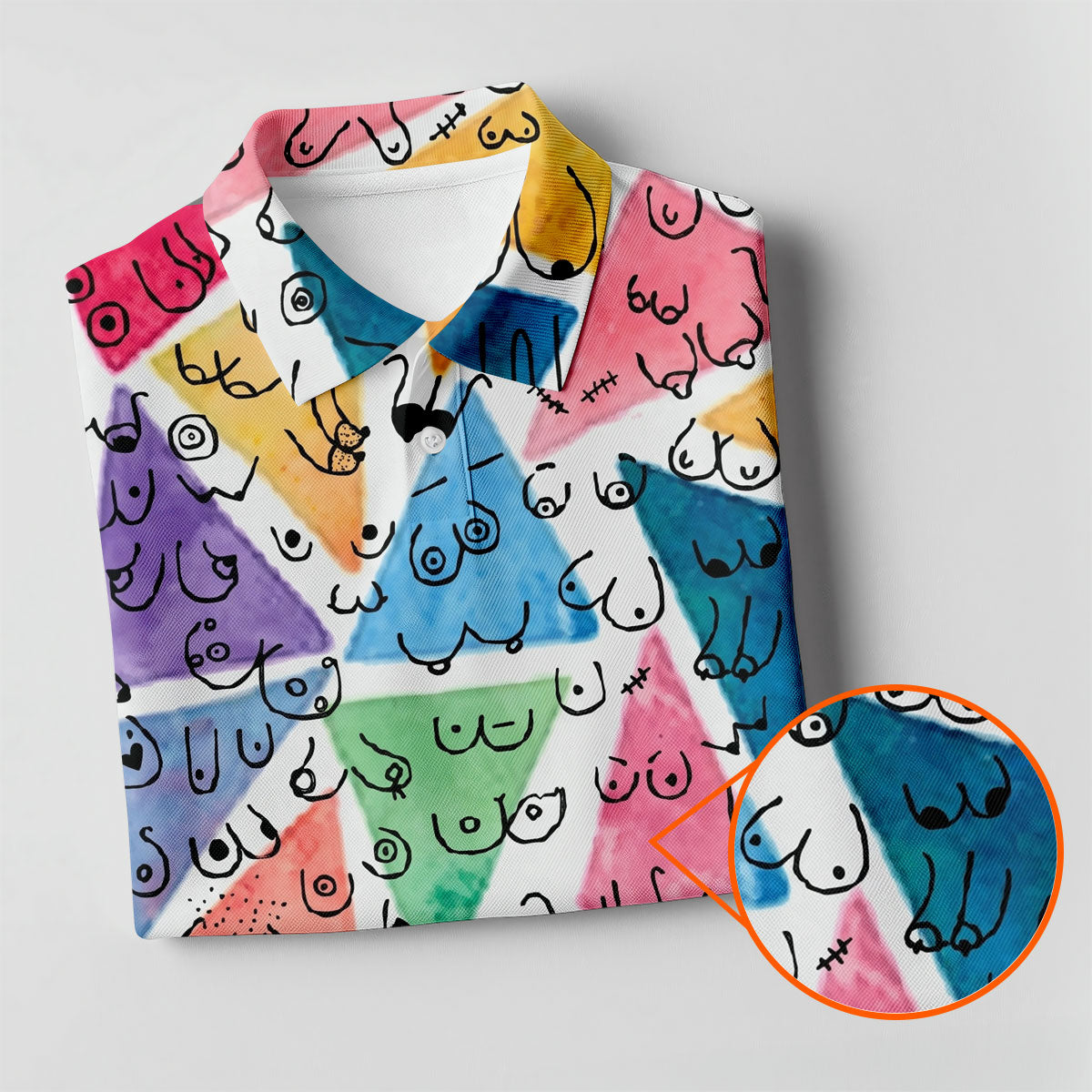 Multicolor Abstract Boob Pattern Golf Polo Shirt, Mens Golf Polo, Golf Apparel For Men