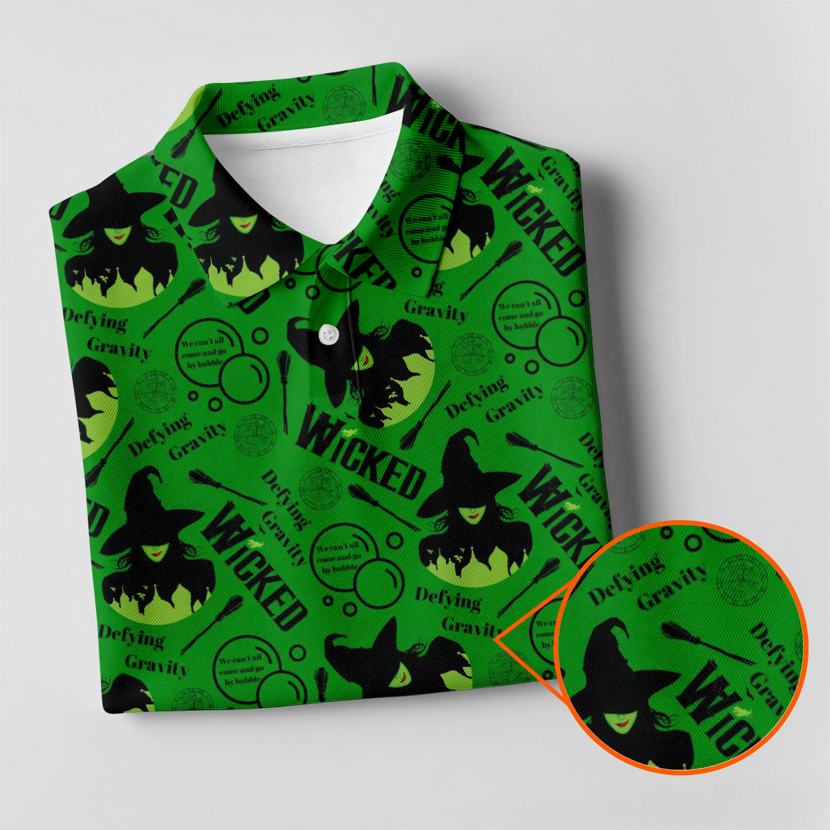 Green Witch Bubble Pattern Halloween Polo Shirt, Ladies Golf Shirts, Golf Polo For Women