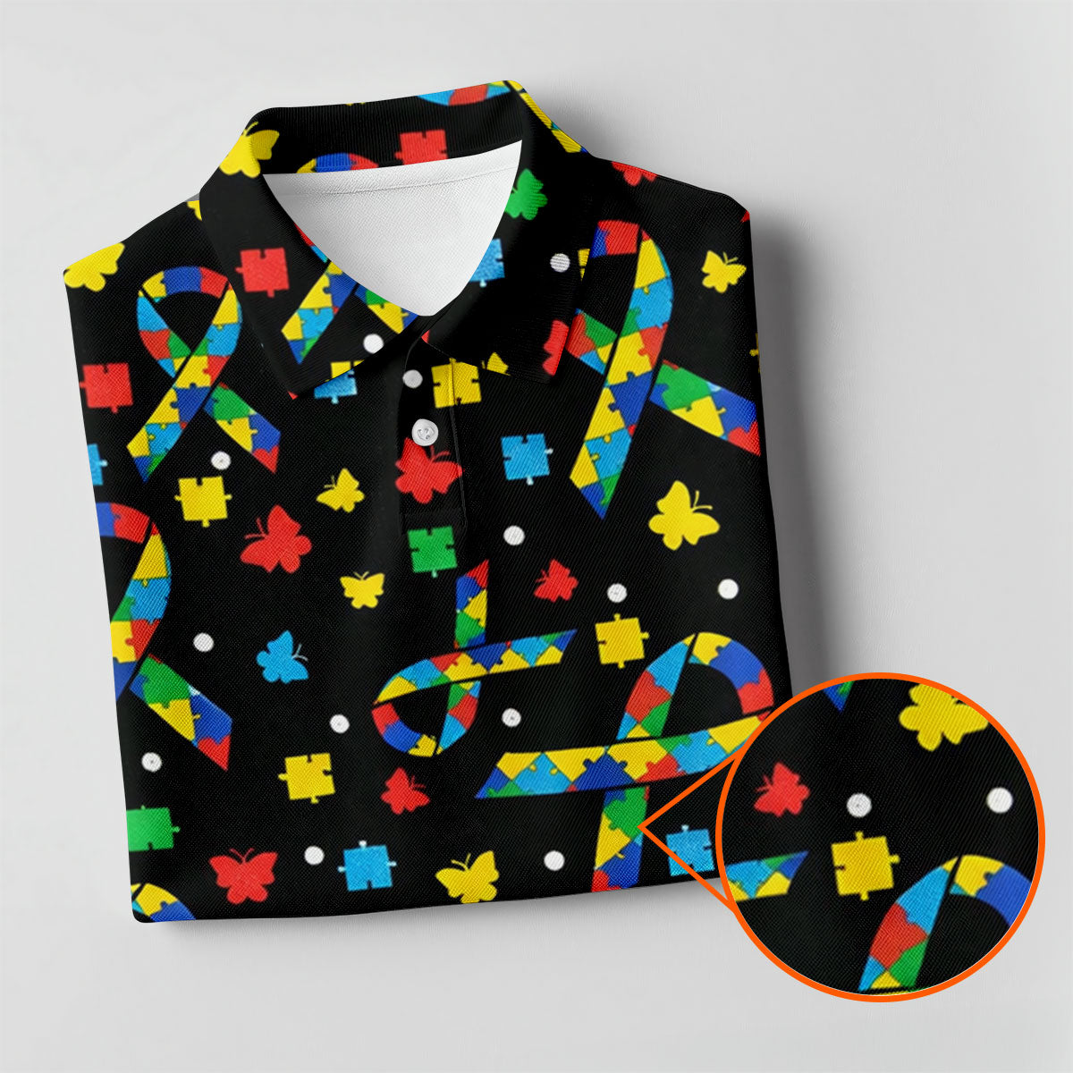 Autism Awareness Ribbon Colorful Butterflies Black Golf Shirt, Golf Shirt For Women, Ladies Golf Shirts