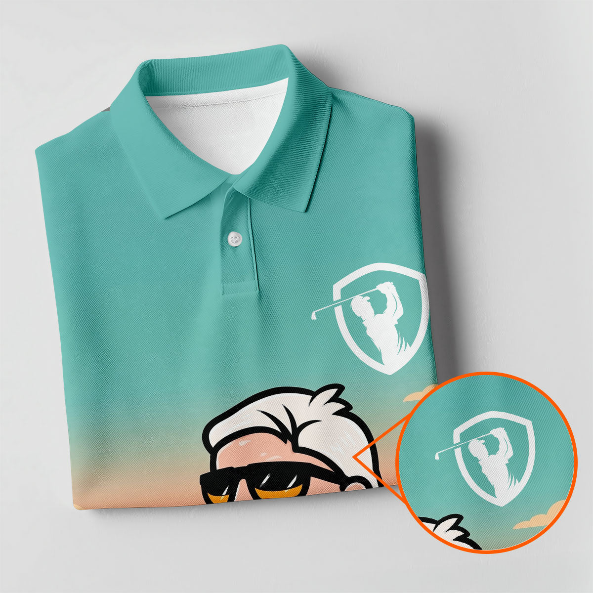 Retro Desert Bearded Golfer Men's Golf Shirt, Hawaiian Golf Shirt, Mens Golf Apparel