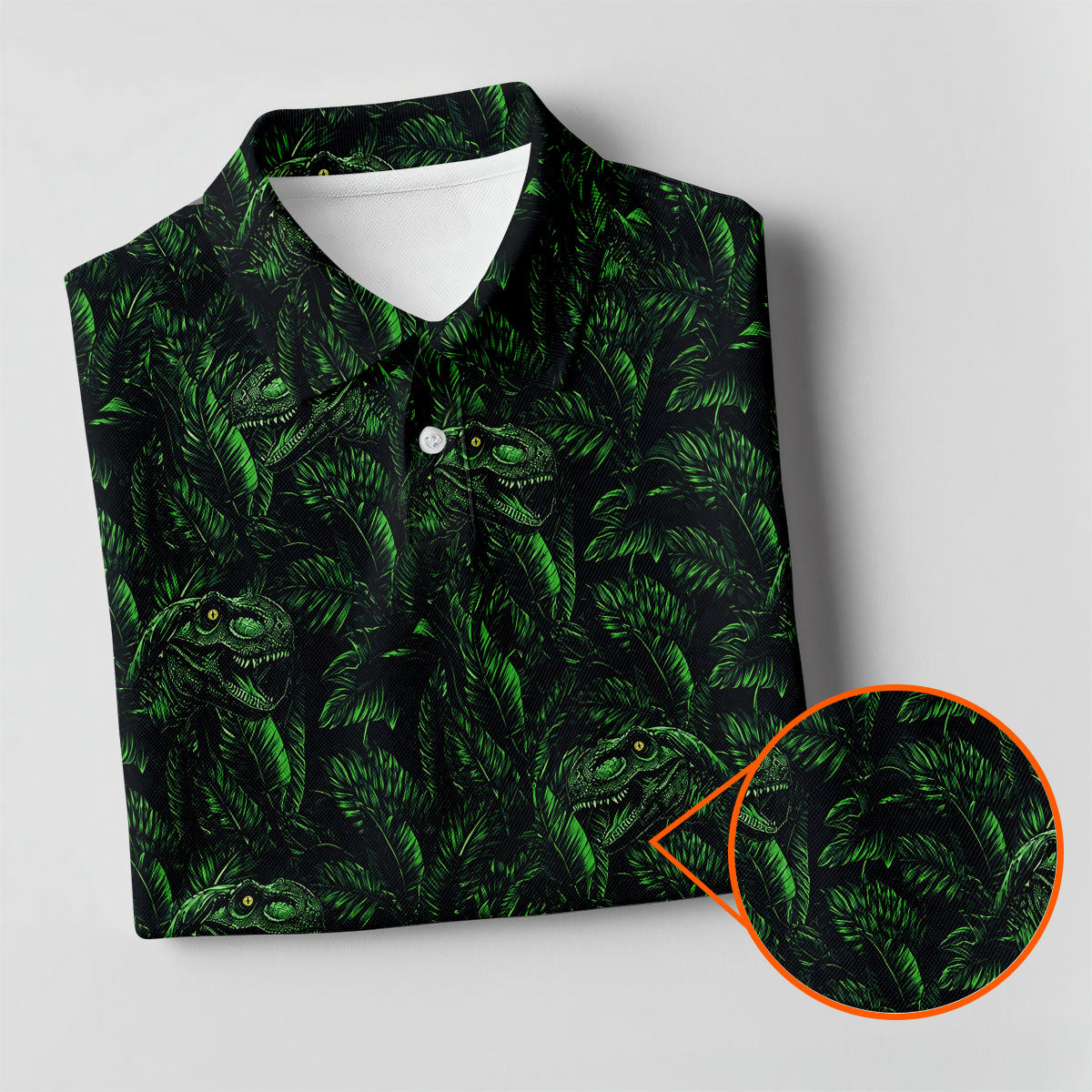 Dinosaurs In The Forest Deep Forest Green Hawaiian Golf Shirt, Women's Polo Shirt