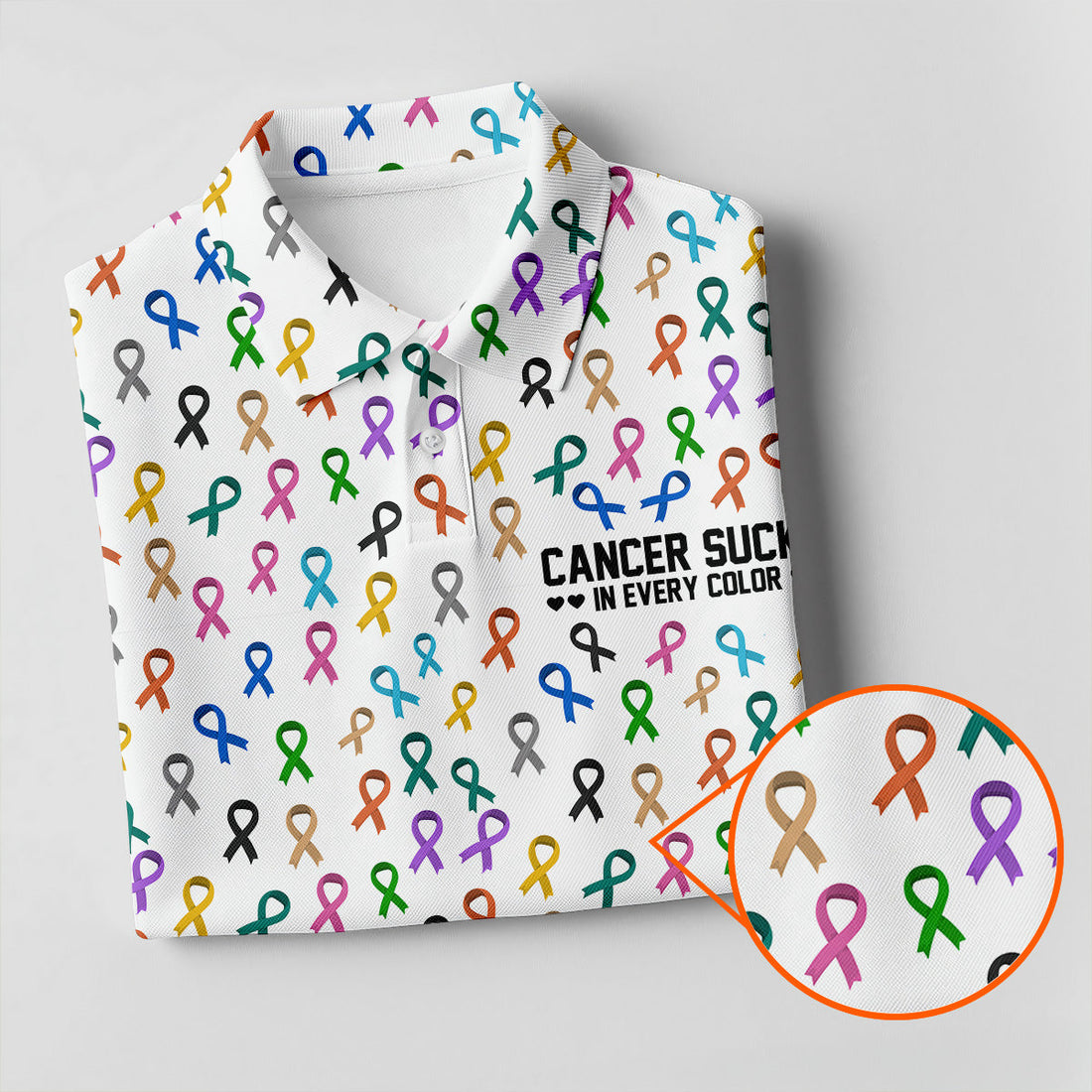 Cancer Sucks In Every Color Men's Polo ShirtCancer Awareness Shirt, Cancer Survivor Shirt, Golf Gift For Men