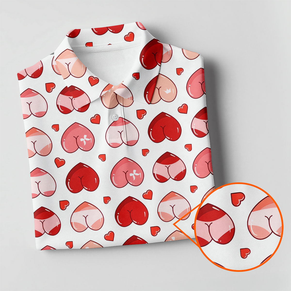 Funny Heart Butt Pattern Golf Polo Shirt, Golf Shirts For Women, Women’s Golf Apparel