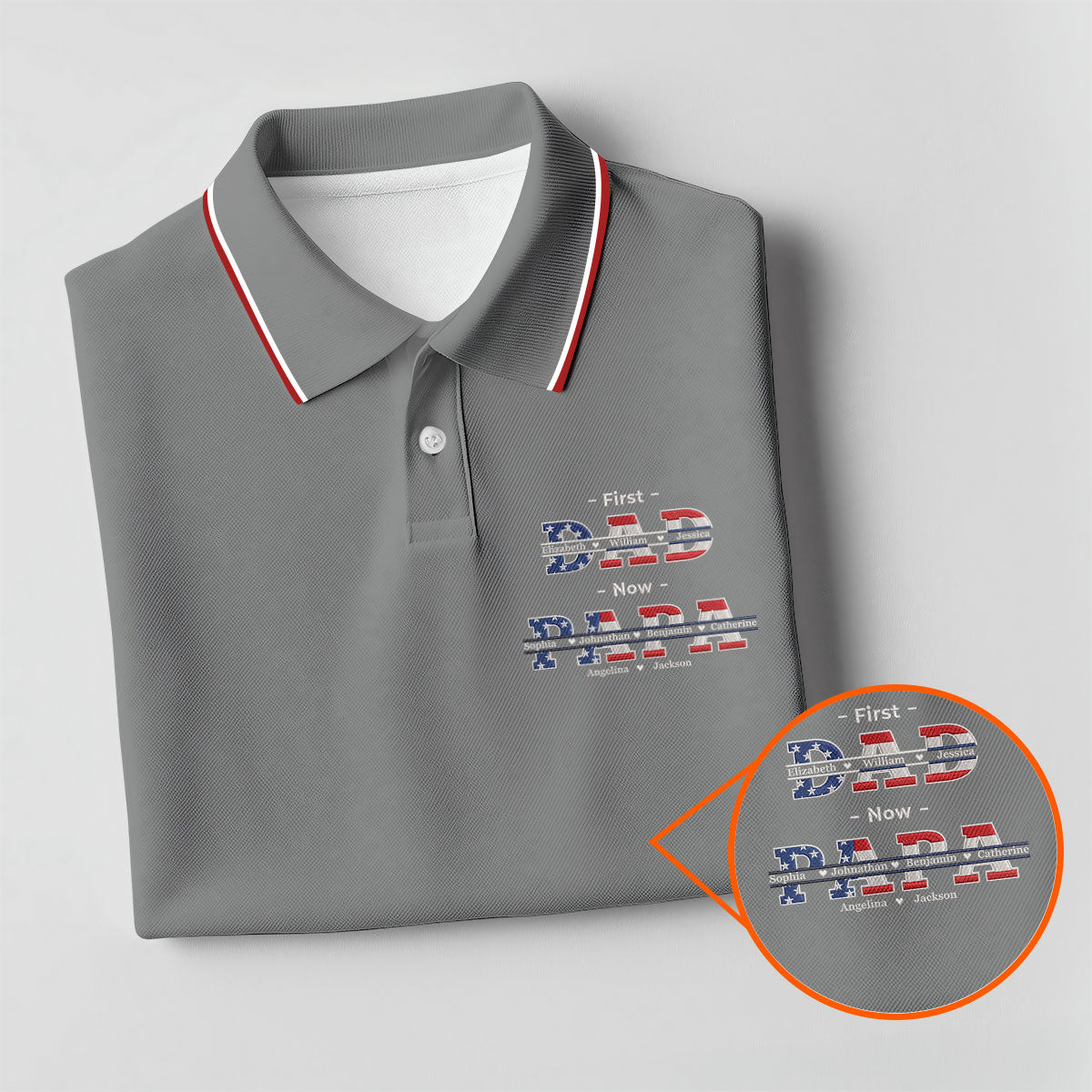 Gray First Dad Now Grandpa Golf Polo Shirt, Mens Golf Polo, Printed Golf Shirts