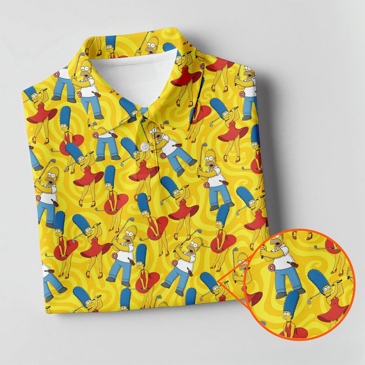 Funny Cartoon Couple Golf Pattern Polo Shirt, Mens Golf Polo, Golf Apparel For Men