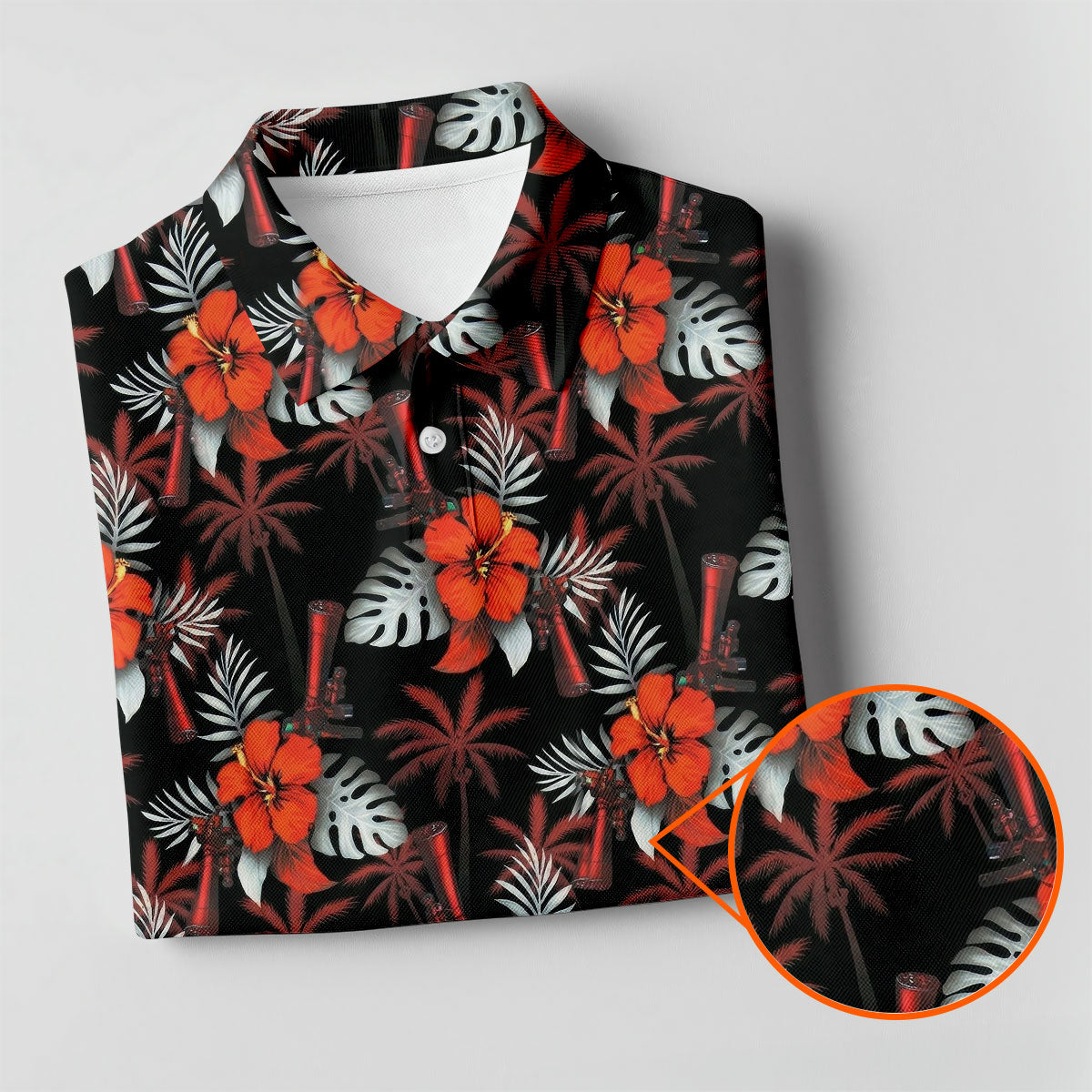 Orange Hibiscus Black Hawaiian Golf Shirt, Summer Vibe Golf Shirt For Women