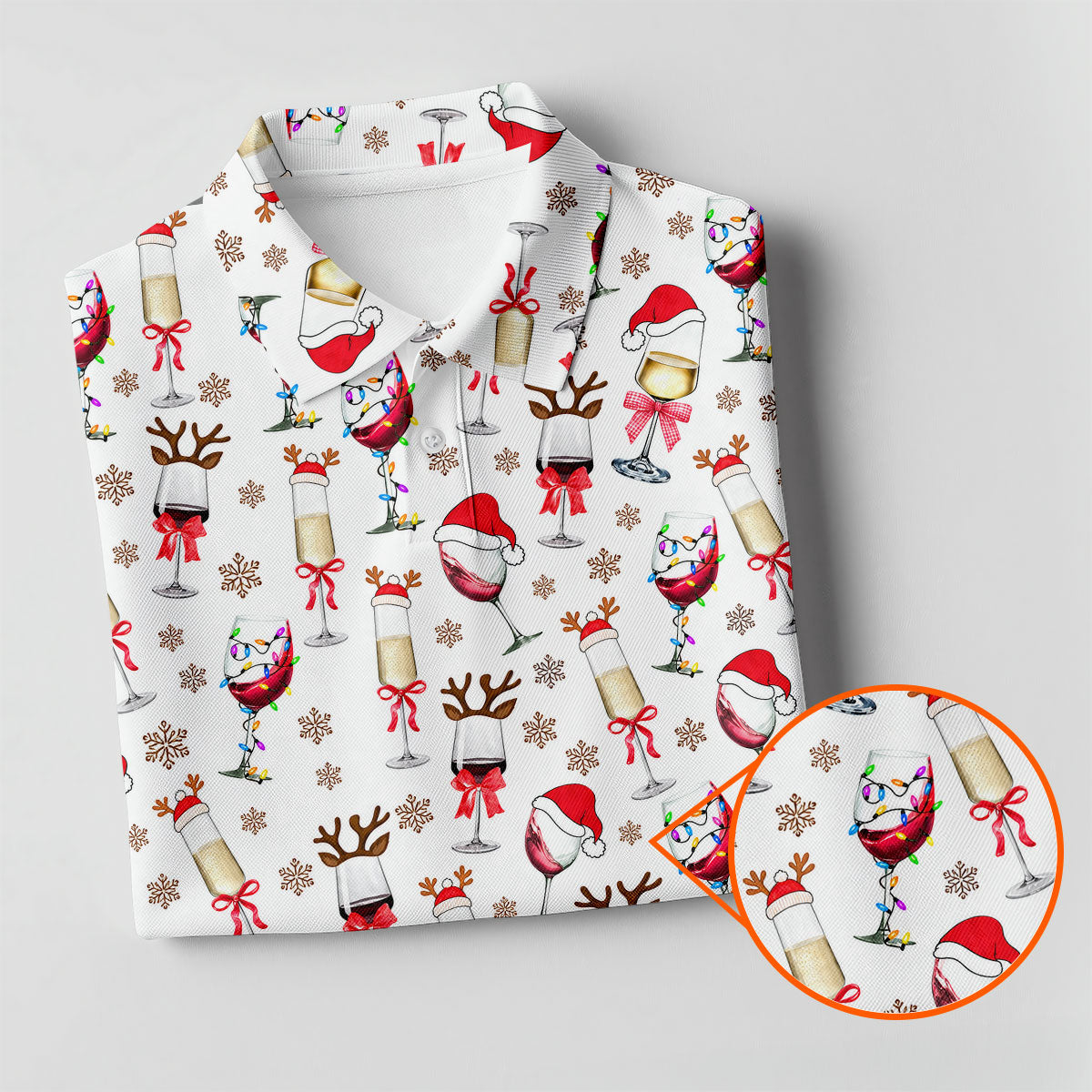 Festive Christmas Wine Glasses Golf Polo Shirt, Mens Golf Polo, Golf Apparel For Men