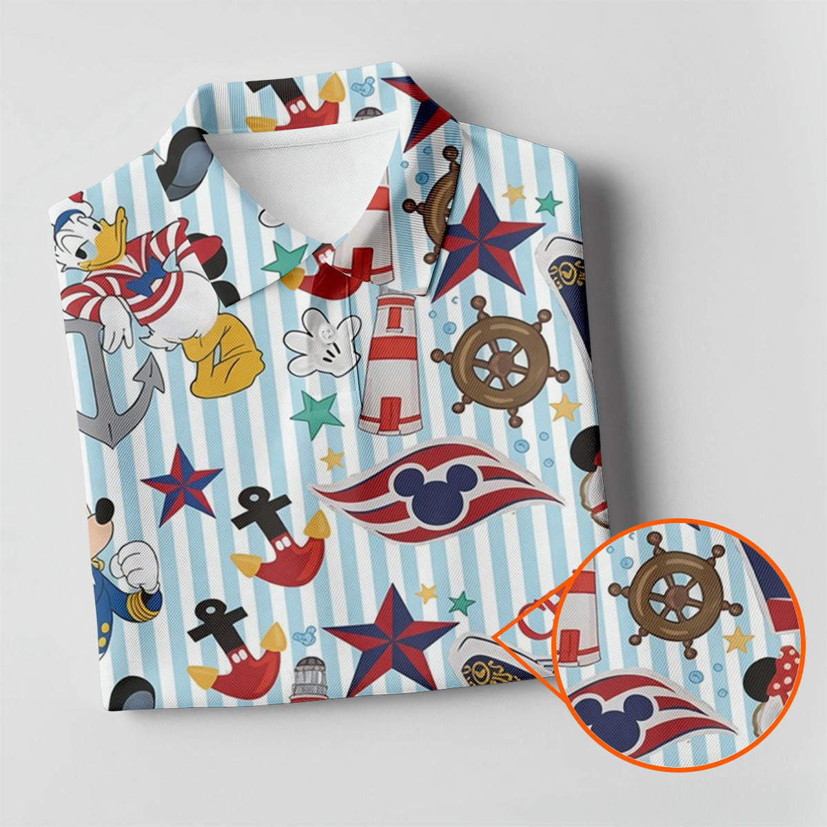 Nautical Cruise Cartoon Pattern Golf Polo Shirt, Womens Golf Tops, Ladies Golf Shirt