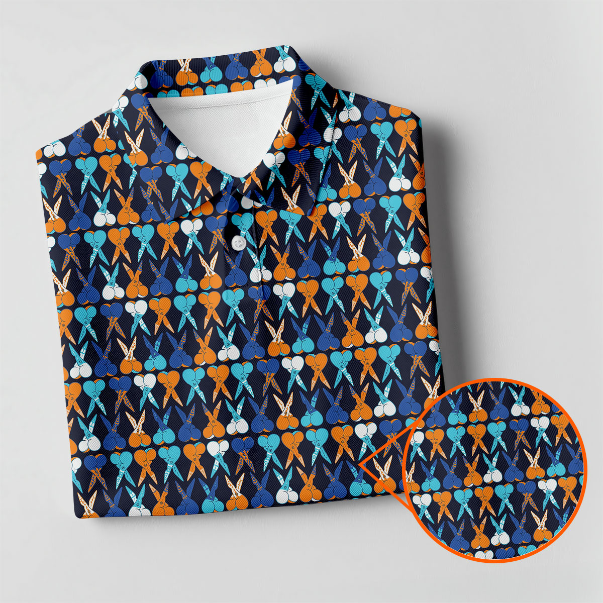 Funny Scissors Pattern Golf Polo Shirt, Golf Polo Shirts For Men, Mens Golf Apparel