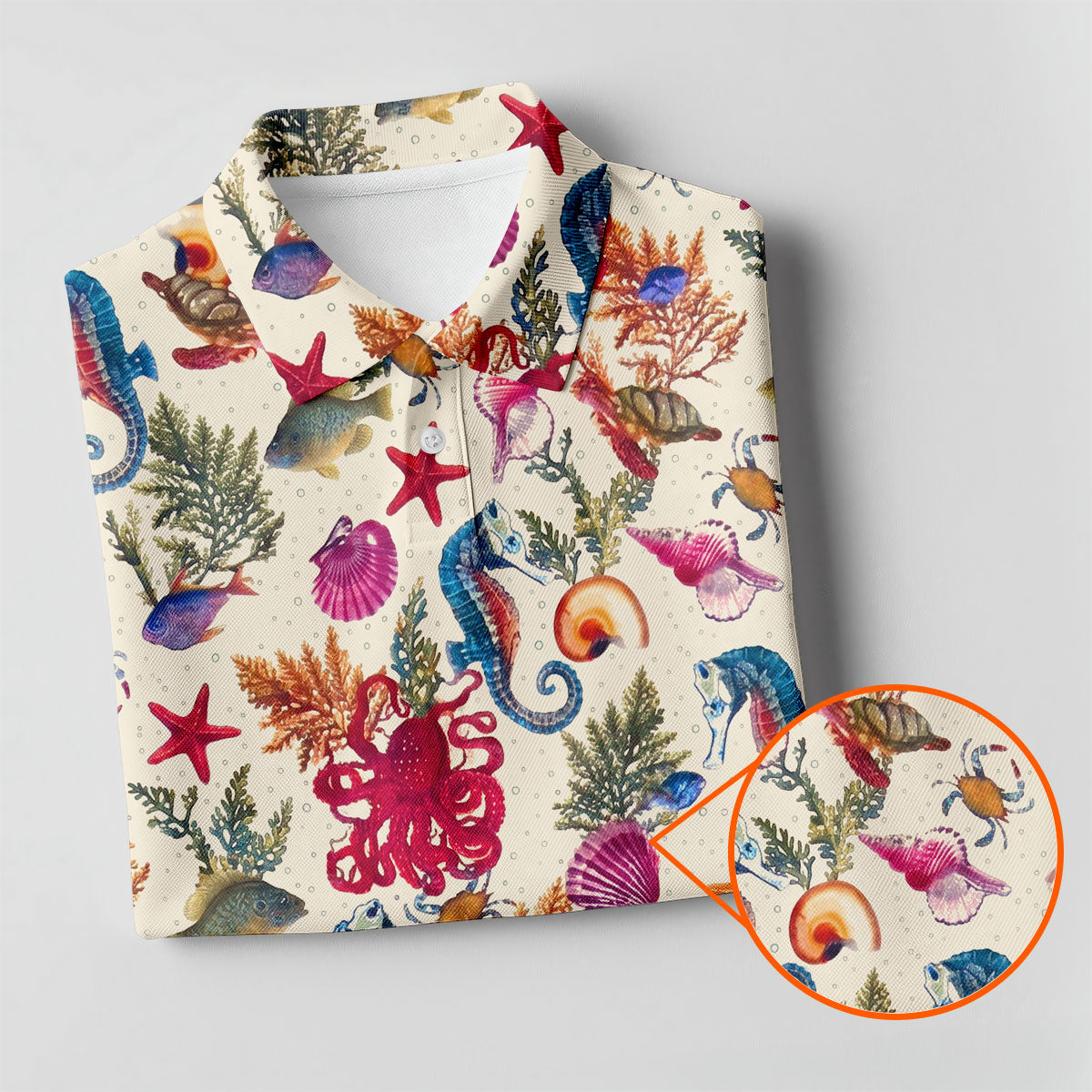Marine Life Coral Reef Pattern Golf Shirt, Women's Golf Shirt, Hawaiian Golf Shirt, Golf Polo For Women