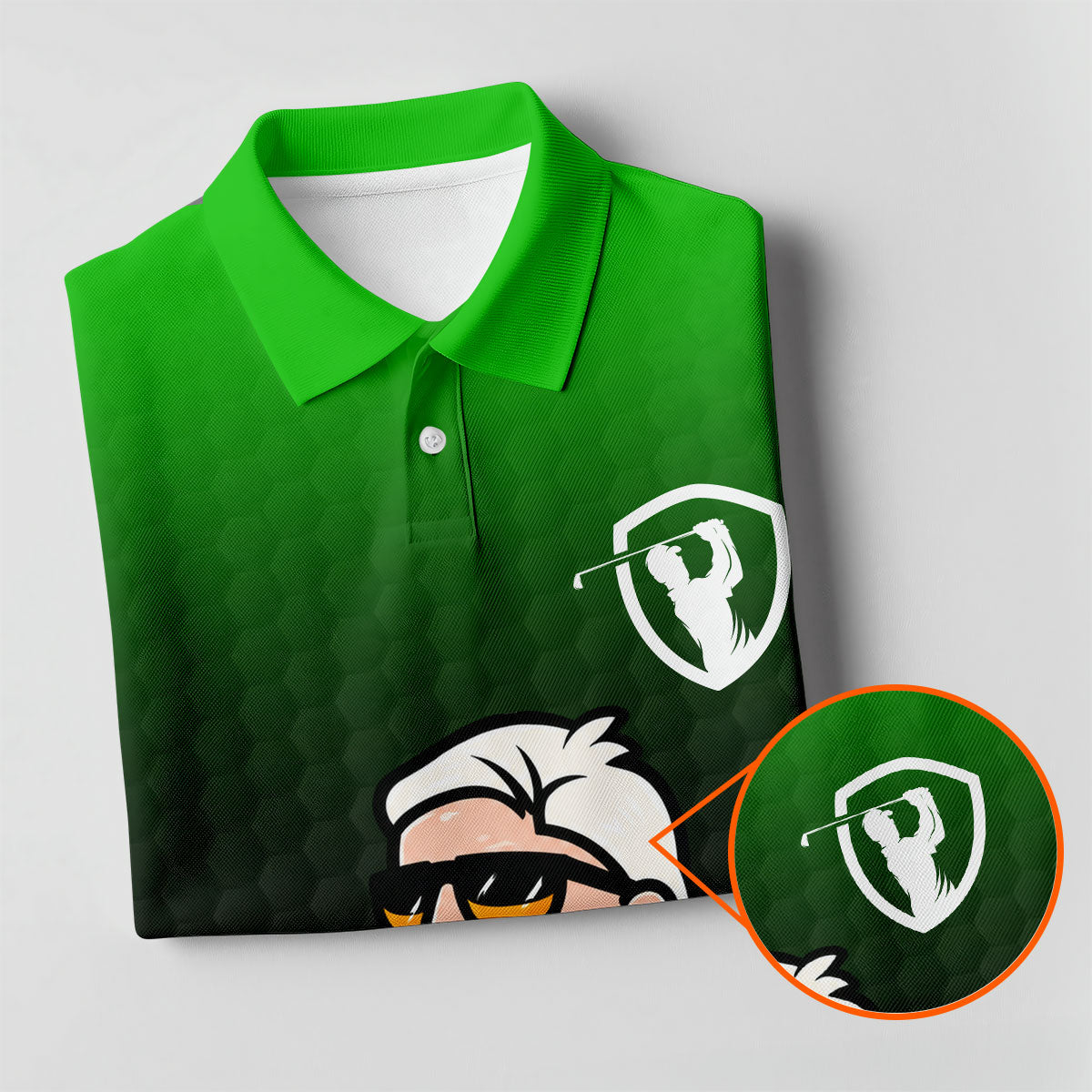 Cool Bearded Golfer Cartoon Men's Golf Shirt, Golf Polo Shirts For Men, Printed Golf Shirts
