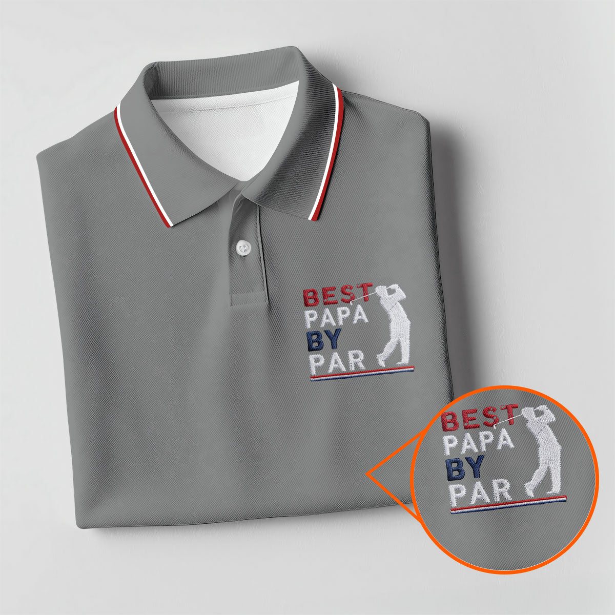 Gray Best Papa By Par Embroidered Golf Polo Shirt, Golf Polo For Women, Women’s Golf Apparel