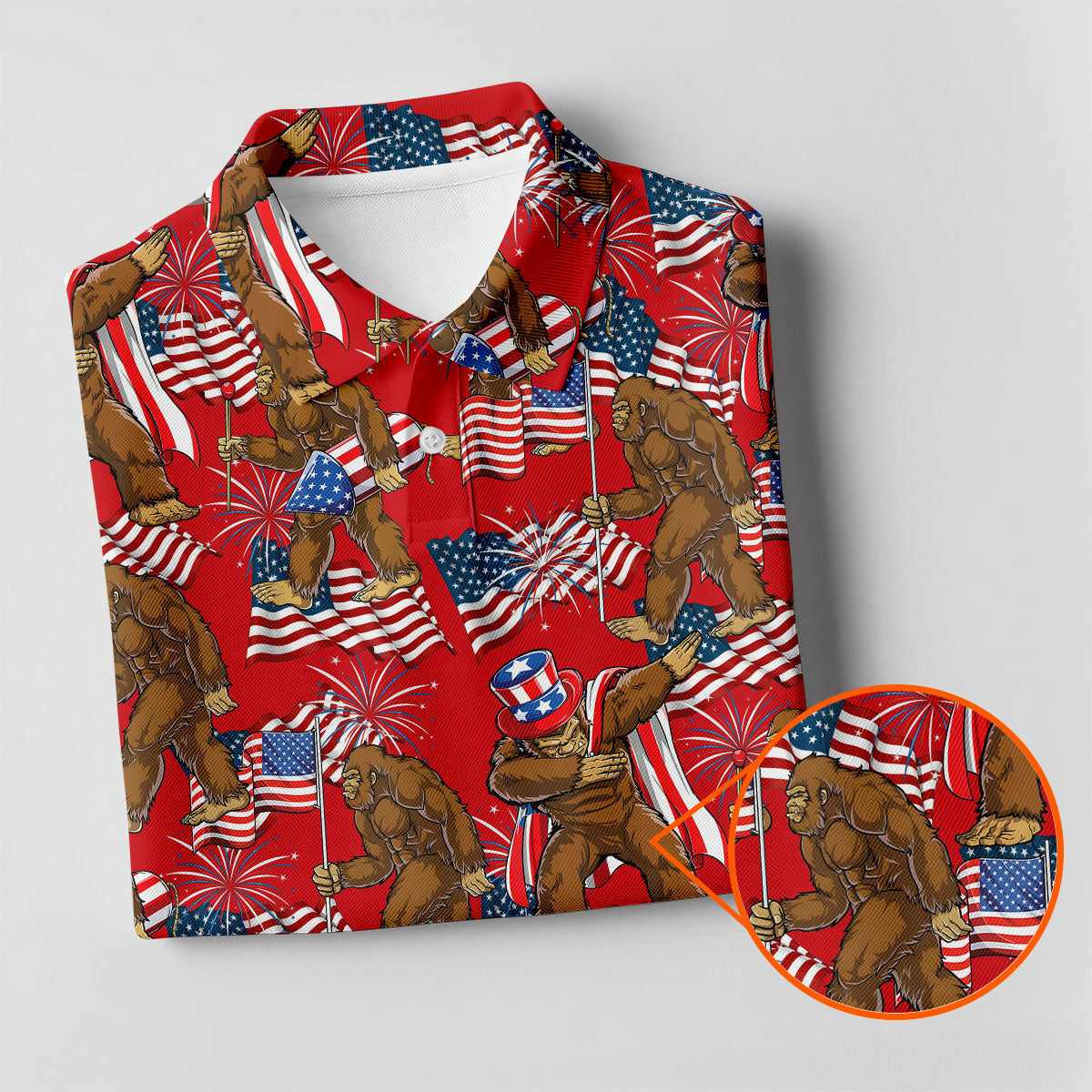 US Flag Pattern 250 Years Bigfoot Golf Shirt, Patriotic 4th Of July Golf Shirt For Women