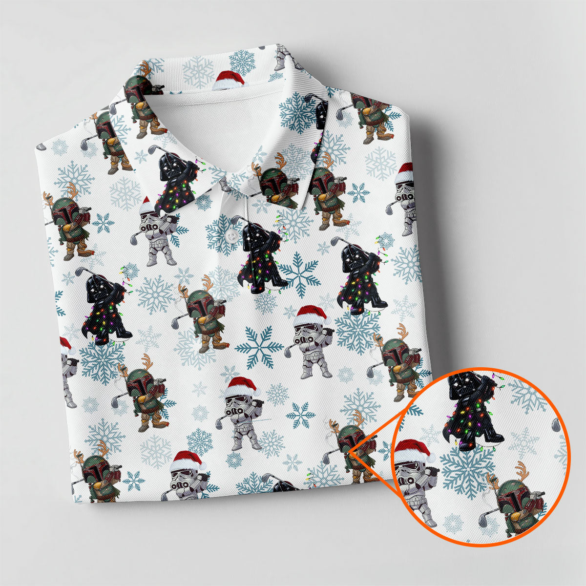 Christmas Space Characters Pattern Polo Shirt, Mens Golf Shirts, Golf Polo Shirts For Men