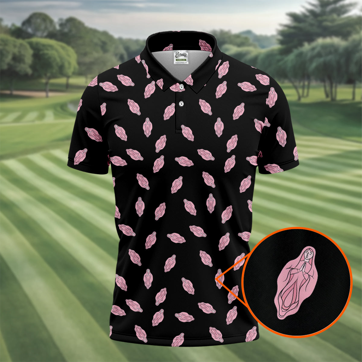 Funny Pink Adult Humor Pattern Polo Shirt, Mens Golf Polo, Golf Polo Shirts For Men