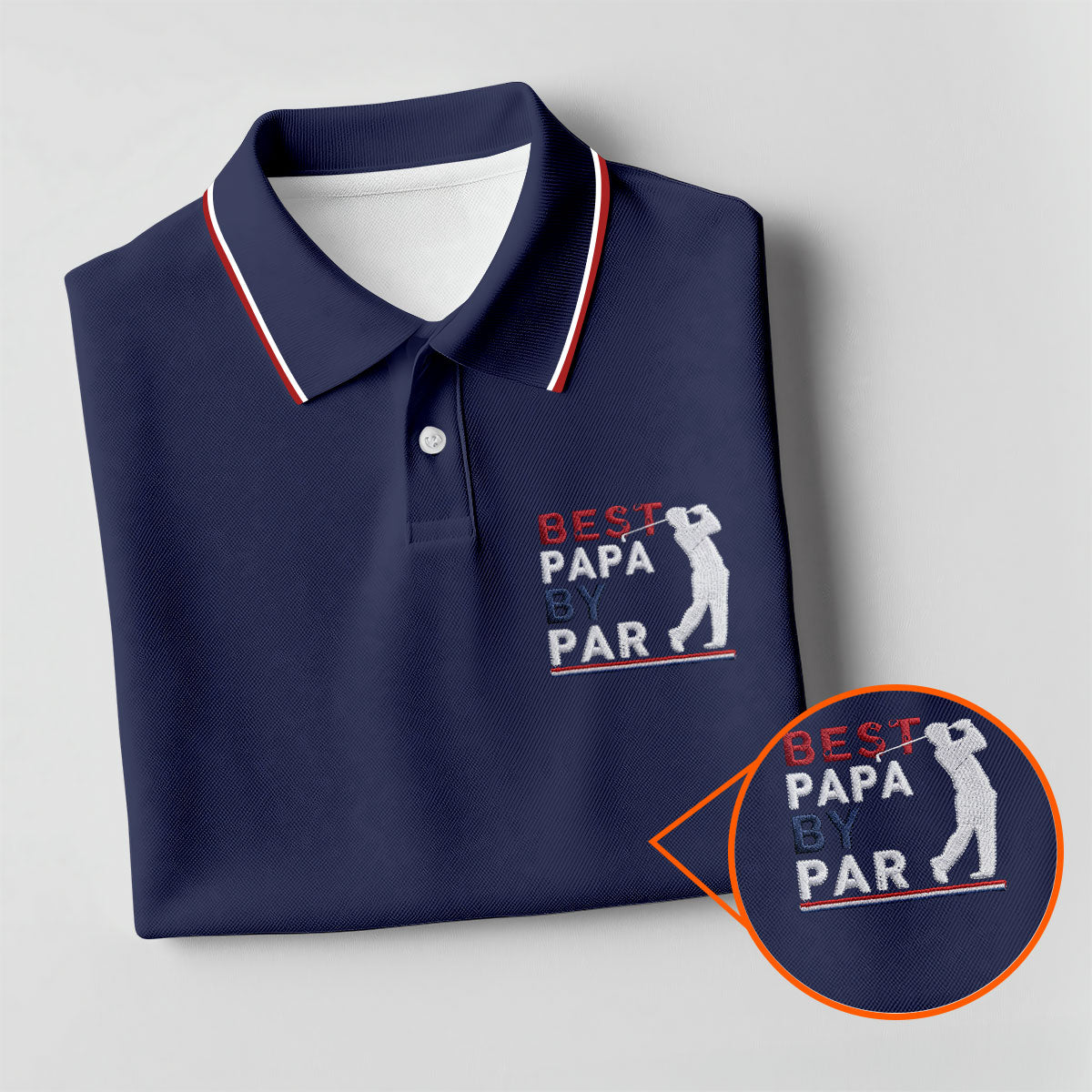 Navy Best Papa By Par Embroidered Golf Polo Shirt, Women’s Golf Polo, Golf Shirts For Women