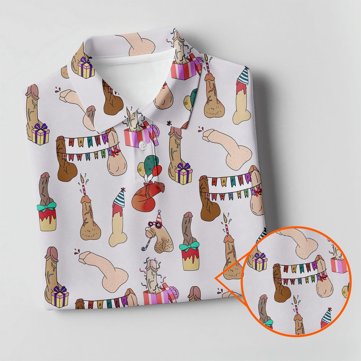 Light Pink Funny Birthday Dick Pattern Golf Polo Shirt, Men's Golf Shirt, Printed Golf Shirts