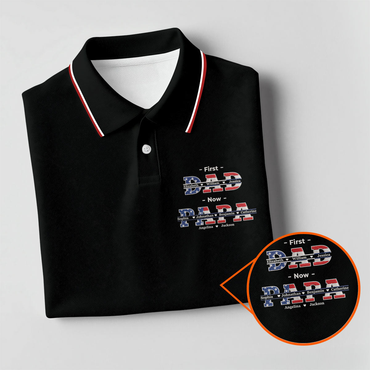 Black First Dad Now Grandpa Golf Polo Shirt, Women’s Golf Polo, Golf Shirts For Women