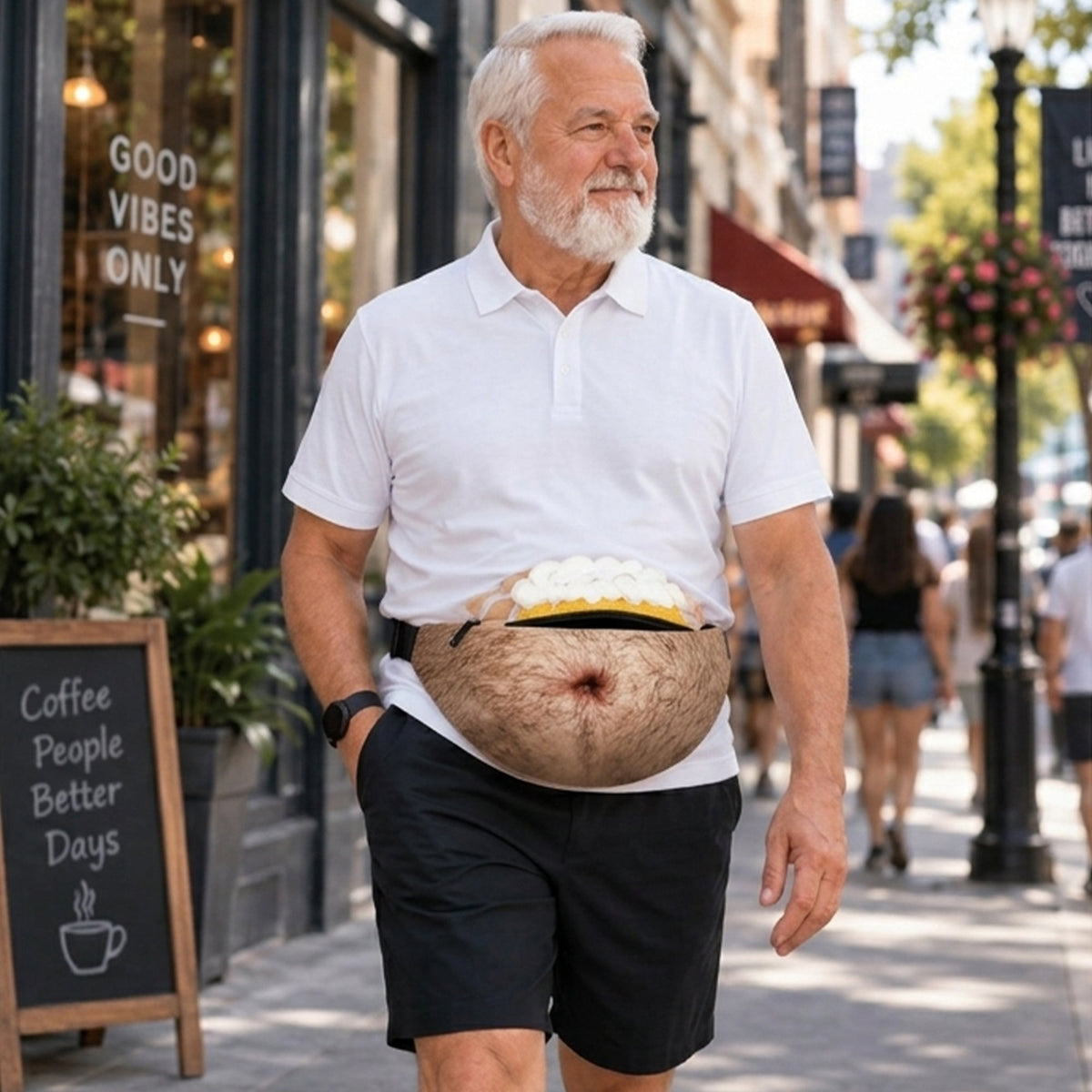 Realistic Fake Belly Fanny Pack, Funny Waist Bag, Novelty Gag Gift for Men and Women