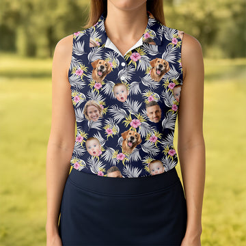 Hawaiian Golf Shirts, Floral Shirt Women, Hawaiian Shirts With Faces, Womens Sleeveless Polo