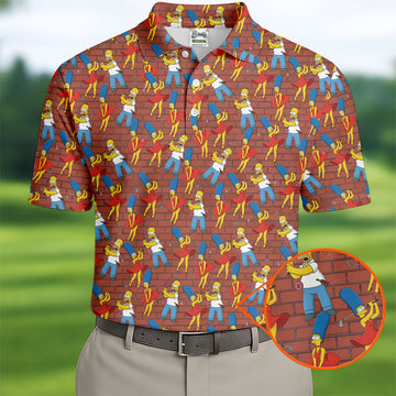 Funny Cartoon Couple Pattern Golf Polo Shirt, Mens Golf Shirts, Golf Polo Shirts For Men