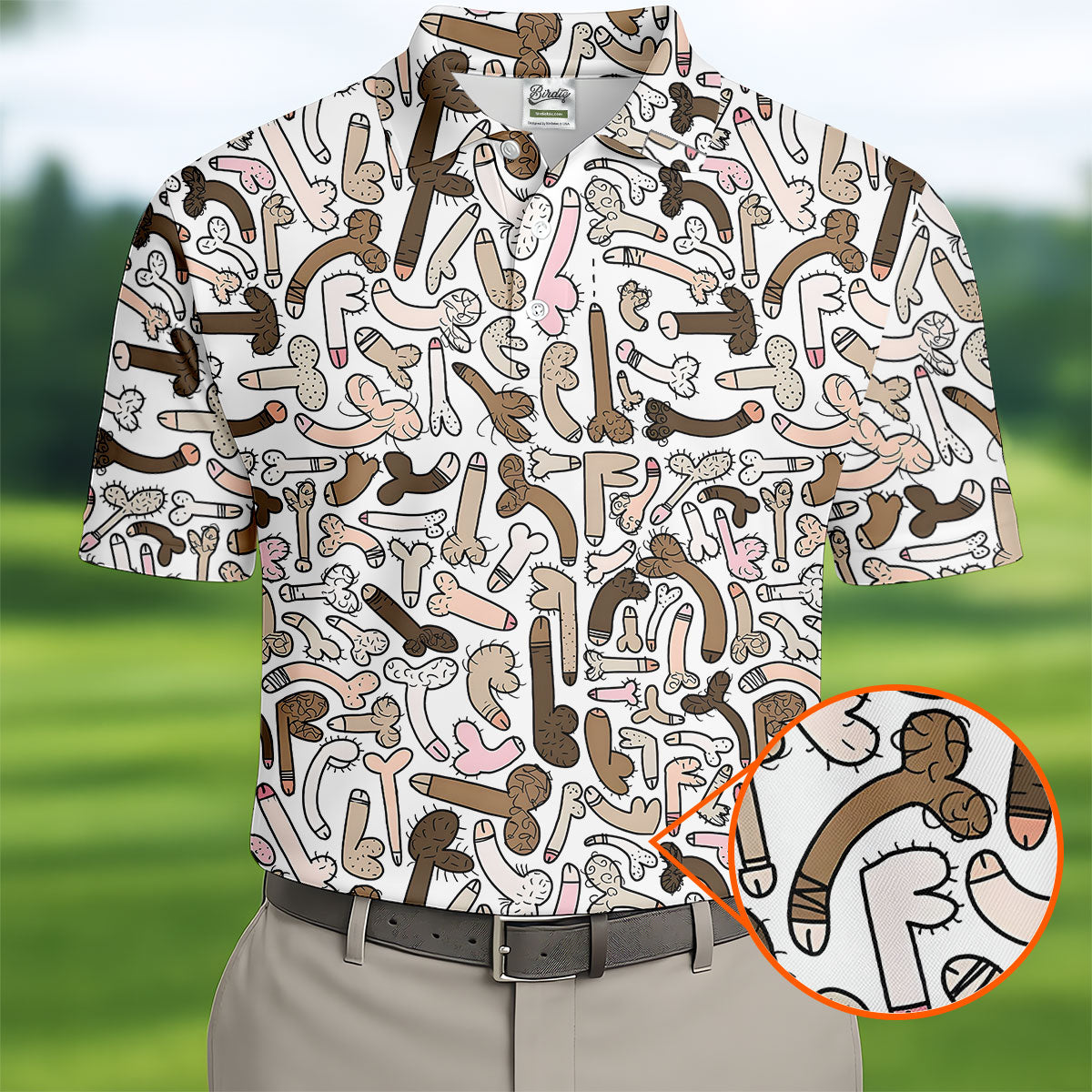 Funny Adult Doodle Novelty Pattern Polo Shirt, Mens Golf Polo, Golf Shirts For Men