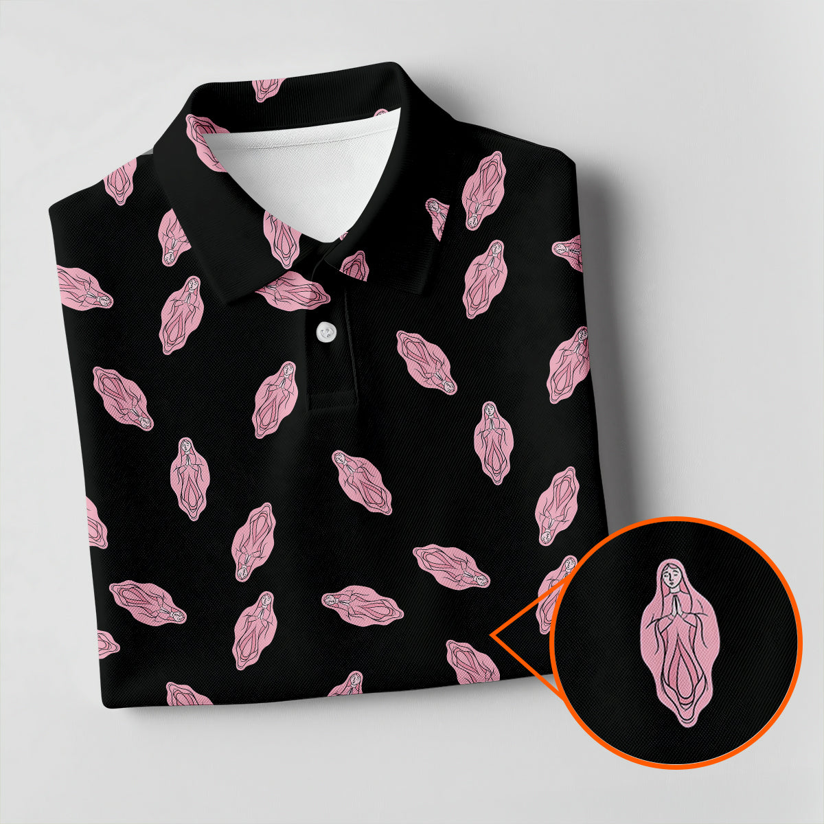 Funny Pink Adult Humor Pattern Polo Shirt, Golf Shirts For Women, Women’s Golf Apparel
