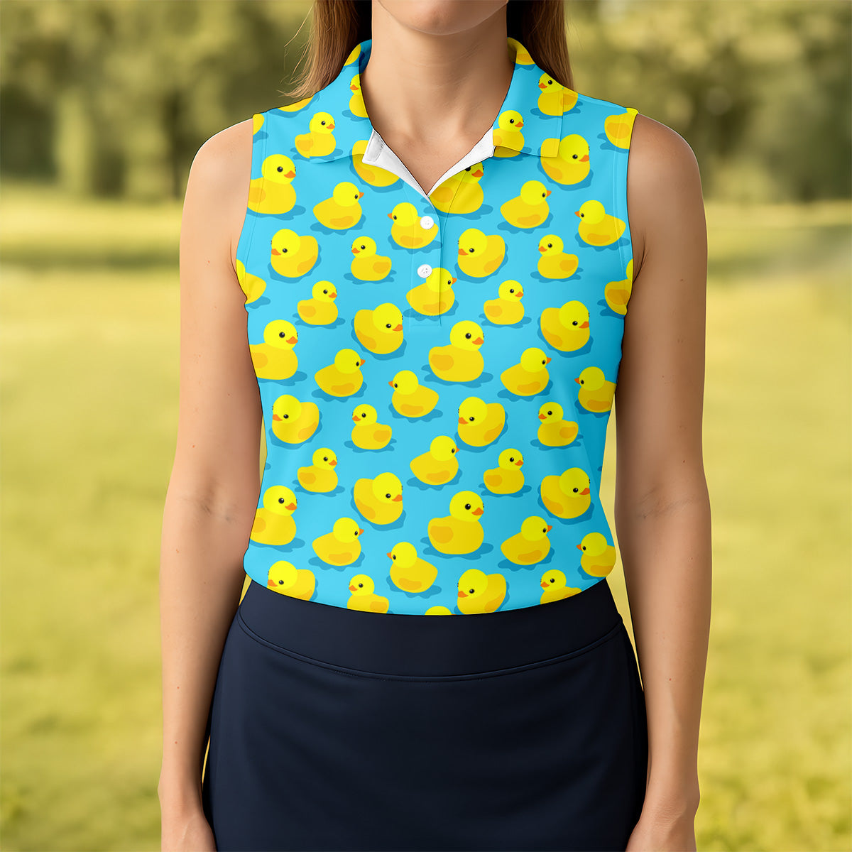Funny Yellow Ducks Golf Polo ShirtFun Womens Golf Shirts, Ladies Golf Shirt, Golf Gift For Her