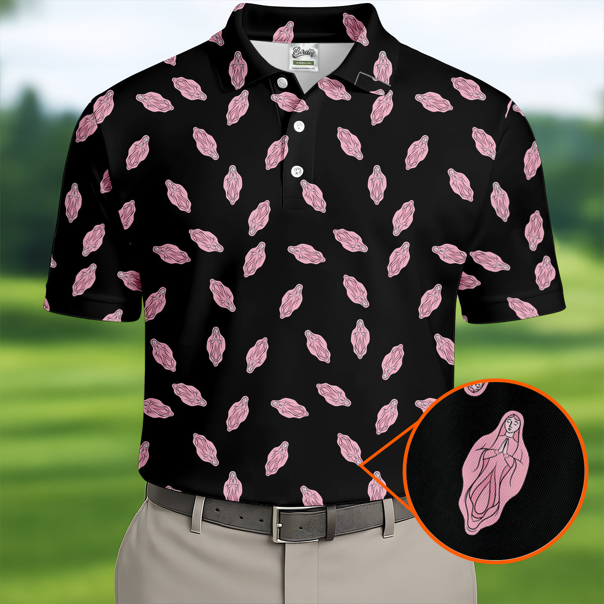 Funny Pink Adult Humor Pattern Polo Shirt, Mens Golf Polo, Golf Polo Shirts For Men