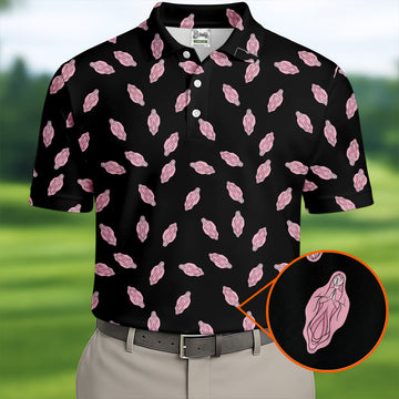 Funny Pink Adult Humor Pattern Polo Shirt, Mens Golf Polo, Golf Polo Shirts For Men