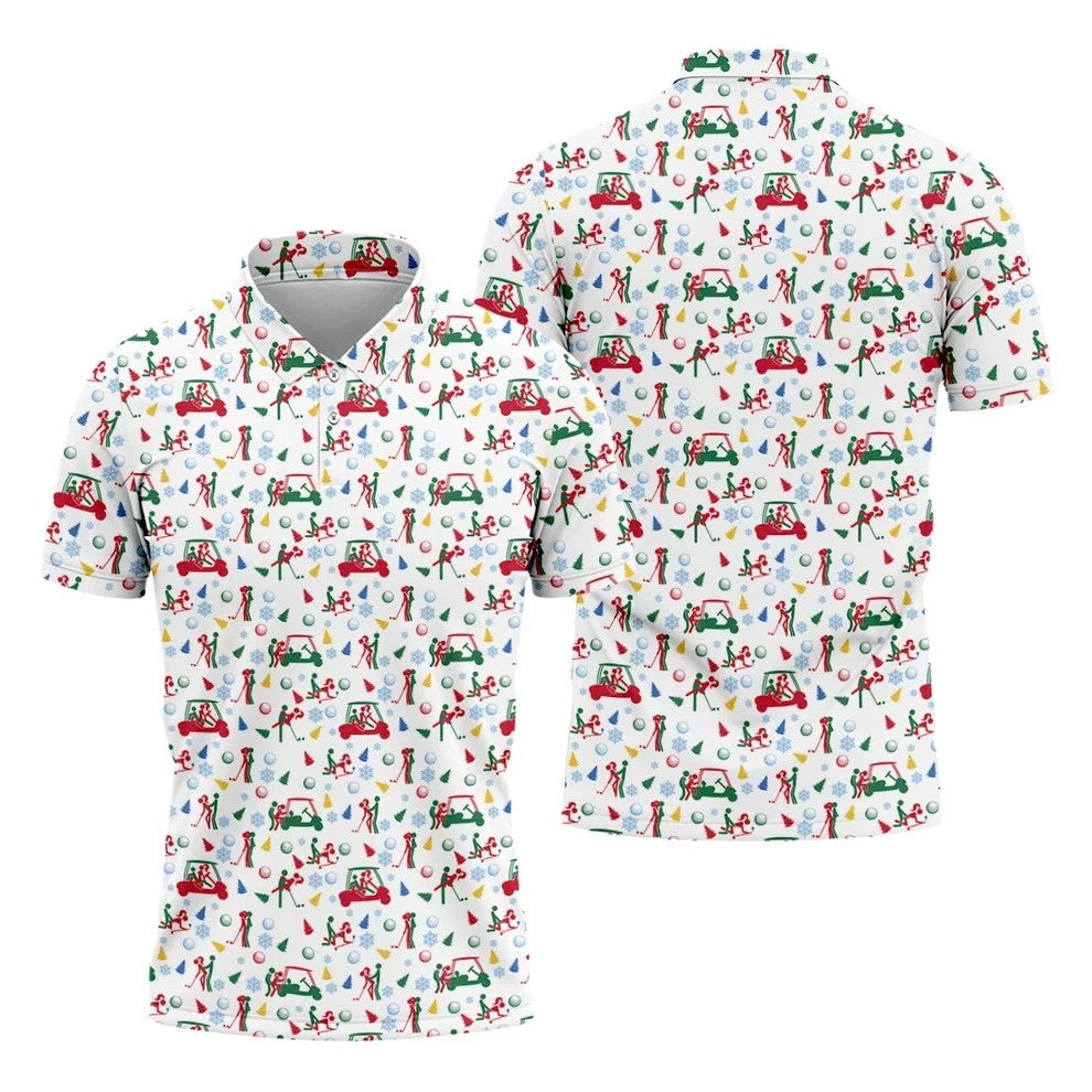 Funny Cheeky Golf Cart Christmas Golf Shirt, Mens Golf Polo, Golf Apparel For Men