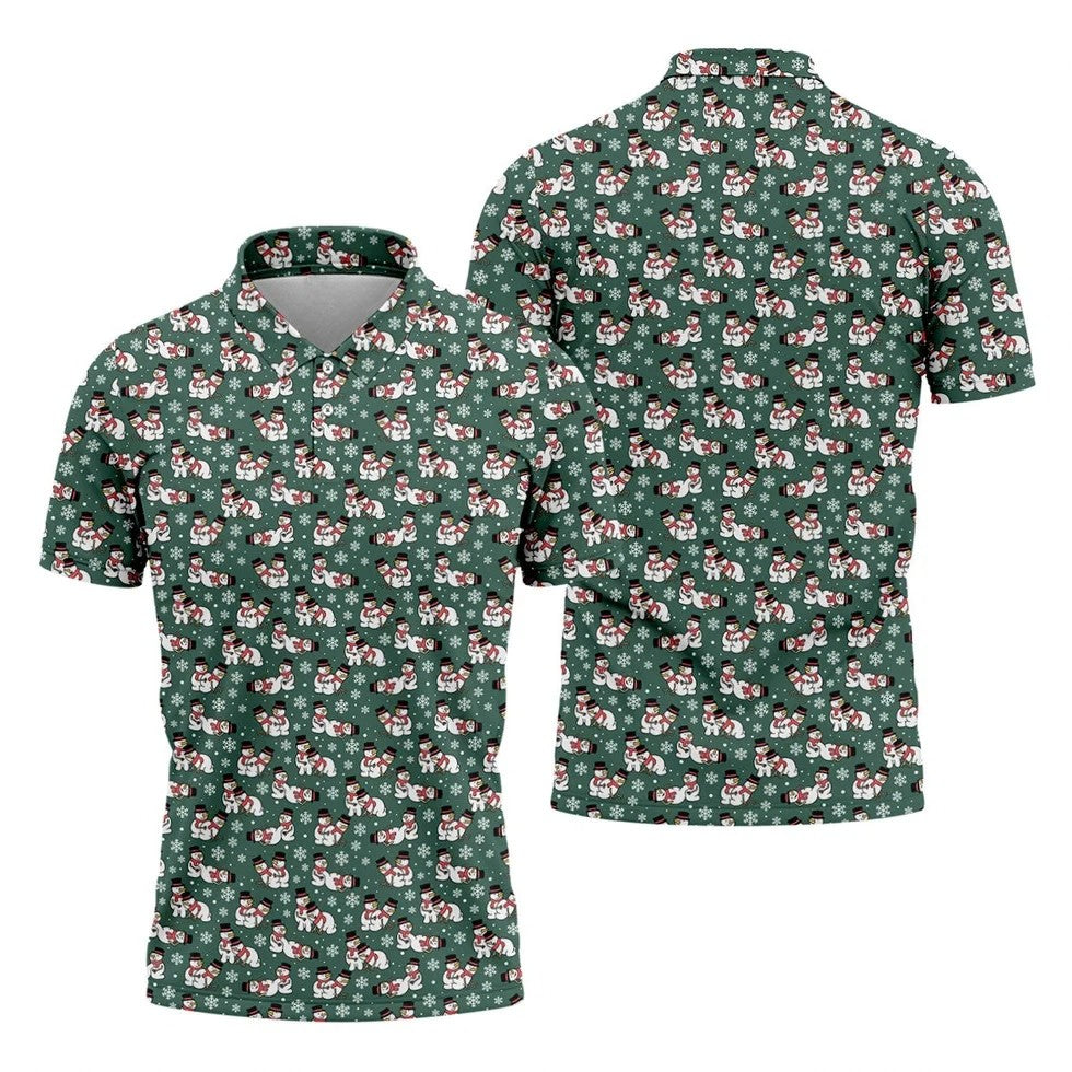 Naughty Snowman Green Golf Shirt, Christmas Golf Shirt, Fun Golf Shirts For Men, Polo Shirts For Men