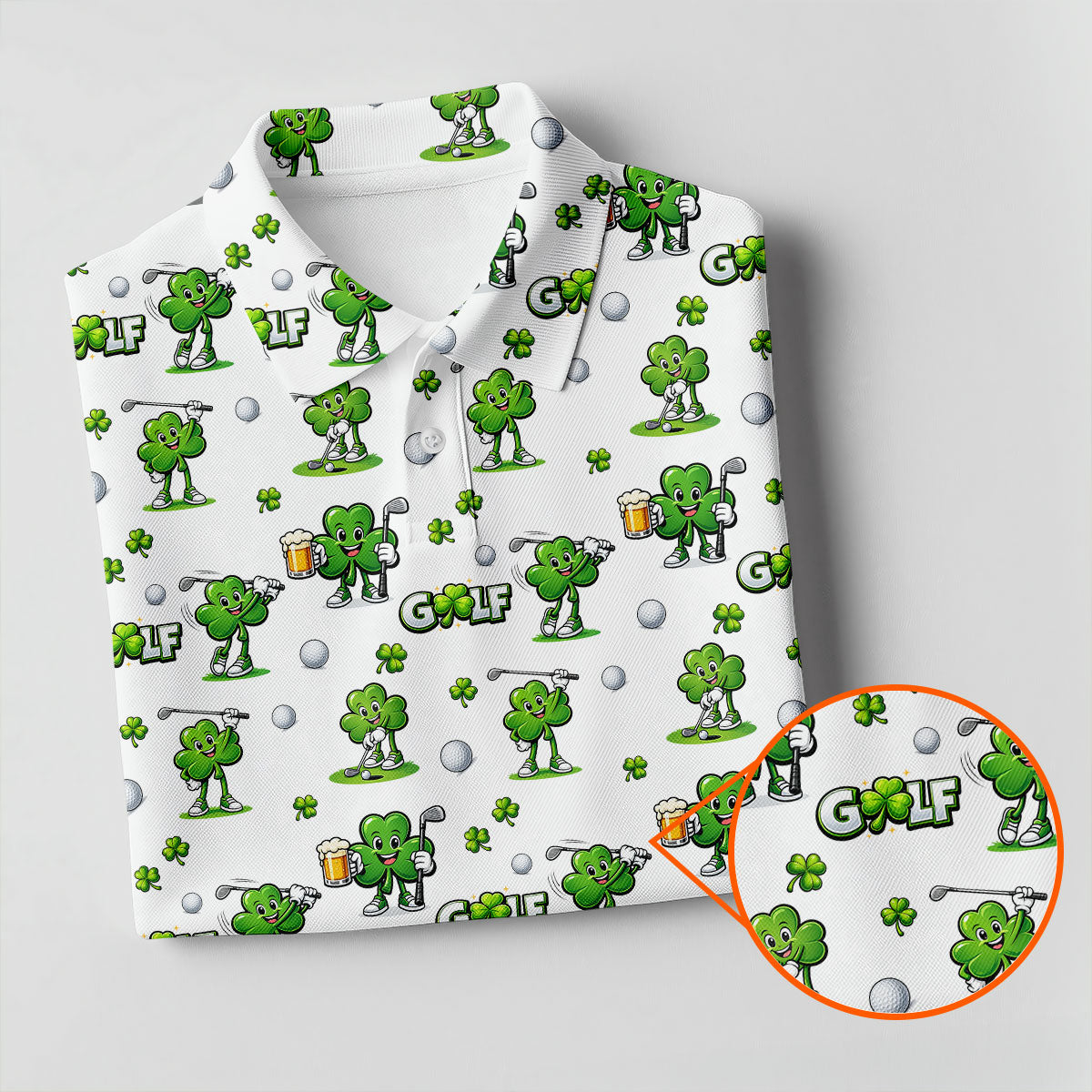 Three Leaf Clover Golf And Beer St Patrick's Day White Golf Shirt, Women's Golf Shirts, Ladies Golf Polos