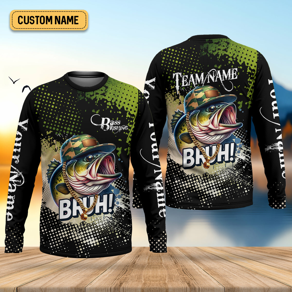 Bass Fishing Shirt, Fishing UPF Shirts, Team Fishing Shirt, SPF Shirt For Men, Fishing Gifts For Men