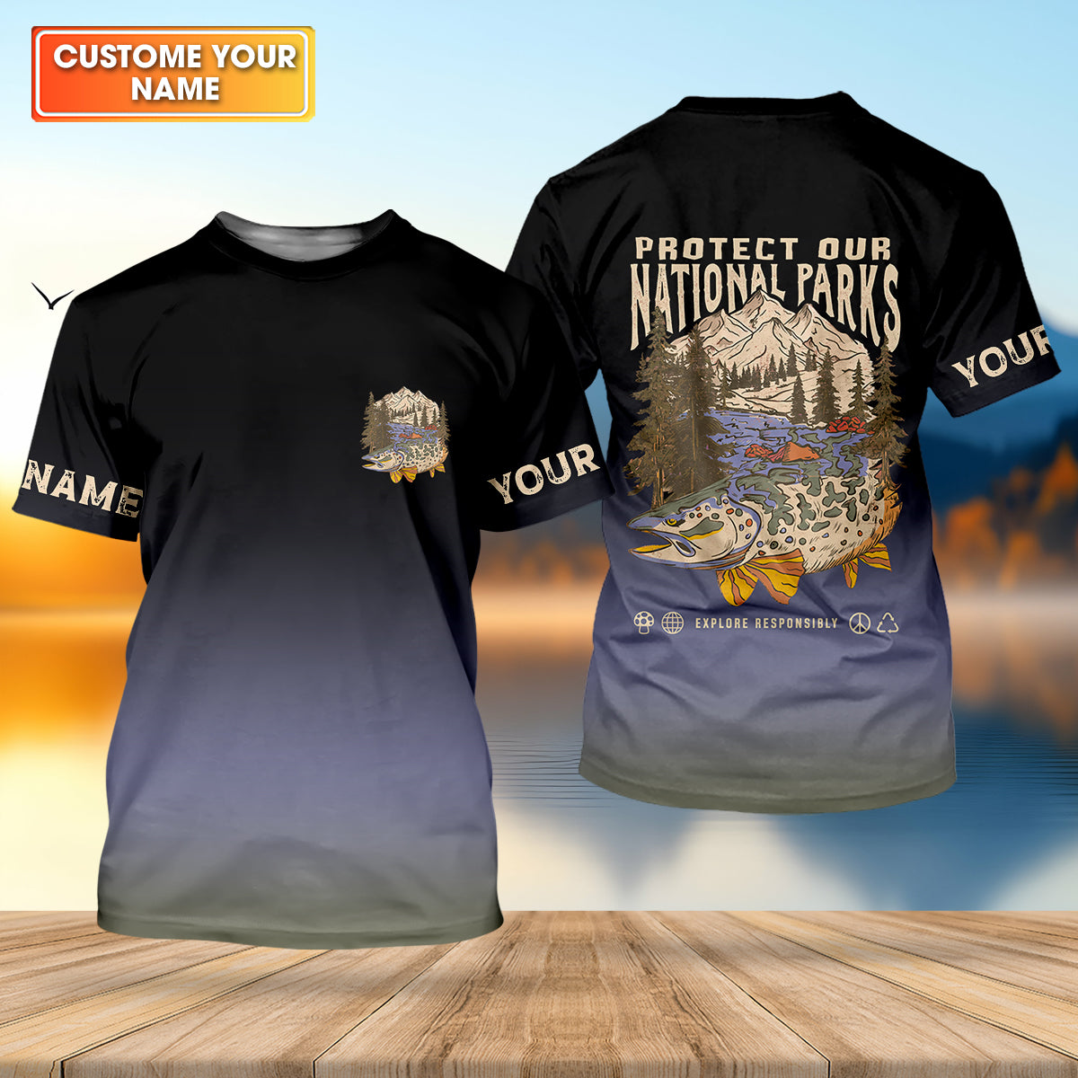 Protect Our National Parks Fishing UPF Shirts, Custom Fishing Shirt, Fishing Gift for Men, Men's Fishing Shirt