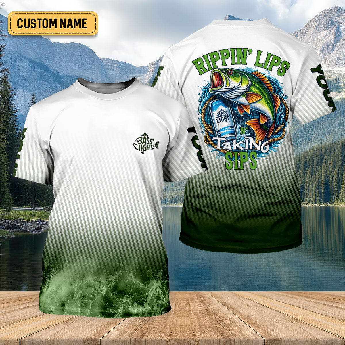Rippin’ Lips & Takin’ Sips – Bass Fishing Shirt, Fishing UPF Shirts, Funny Fishing Shirt