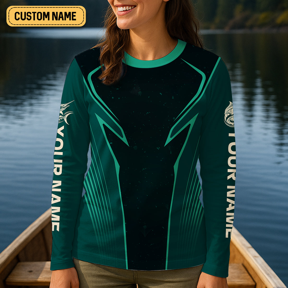 Blue Marlin Fishing Team Shirt, Fishing Jersey, SPF Long Sleeve Shirts Womens, Fishing Shirt For Women