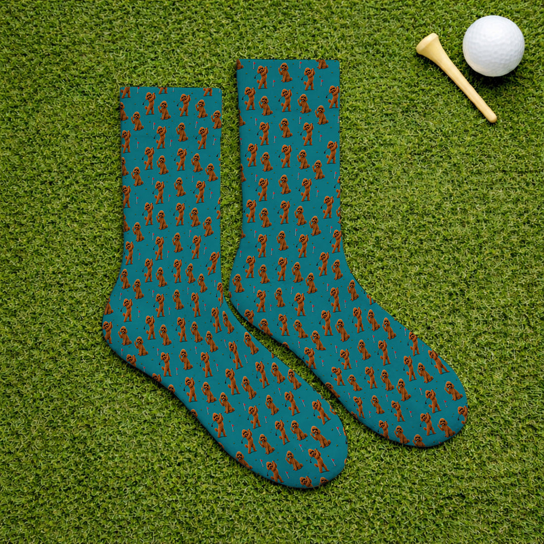 Funny Poodle Pattern Golf Socks, Cool Poodle Dog Golf Sock, Perfect Golf Gift For Golfer