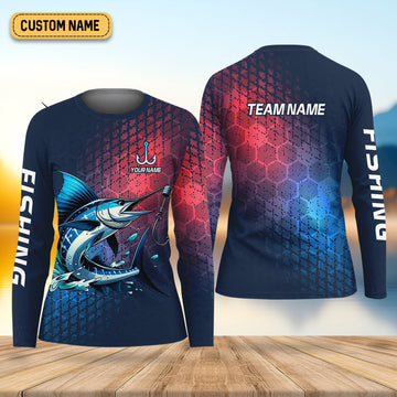 Marlin Fishing Custom Name UPF Shirts, Tournament Fishing Shirts, Women Fishing Shirt