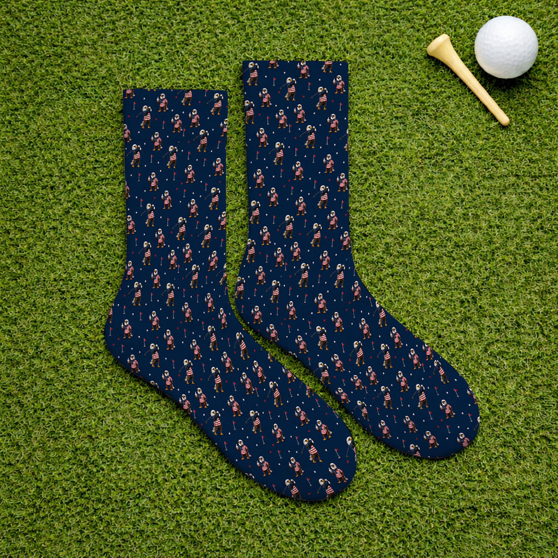 Patriotic Bald Eagle Golf Socks, American Flag Eagle Pattern Golf Sock, USA Golf Gift For Golfer