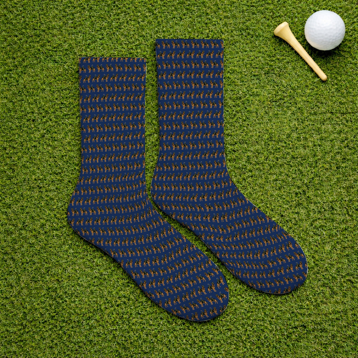 German Shepherd Golf Socks, Dog Lover Pattern Golf Sock, Funny Golfer Dog Gift